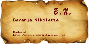 Baranya Nikoletta névjegykártya